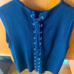 ZARA M Knit Sleeveless Black Sweater Vest Top